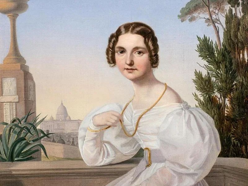 1804-Benno Frederick Toermer - Giovane ragazza su una terrazza a Roma
